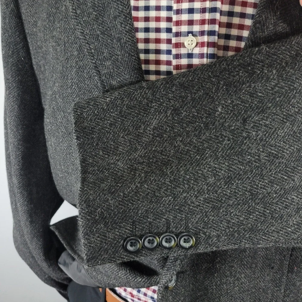 Merona Men's Tweed Sport‎ Coat Blazer Two Button Gray Herringbone Wool Blend 48R